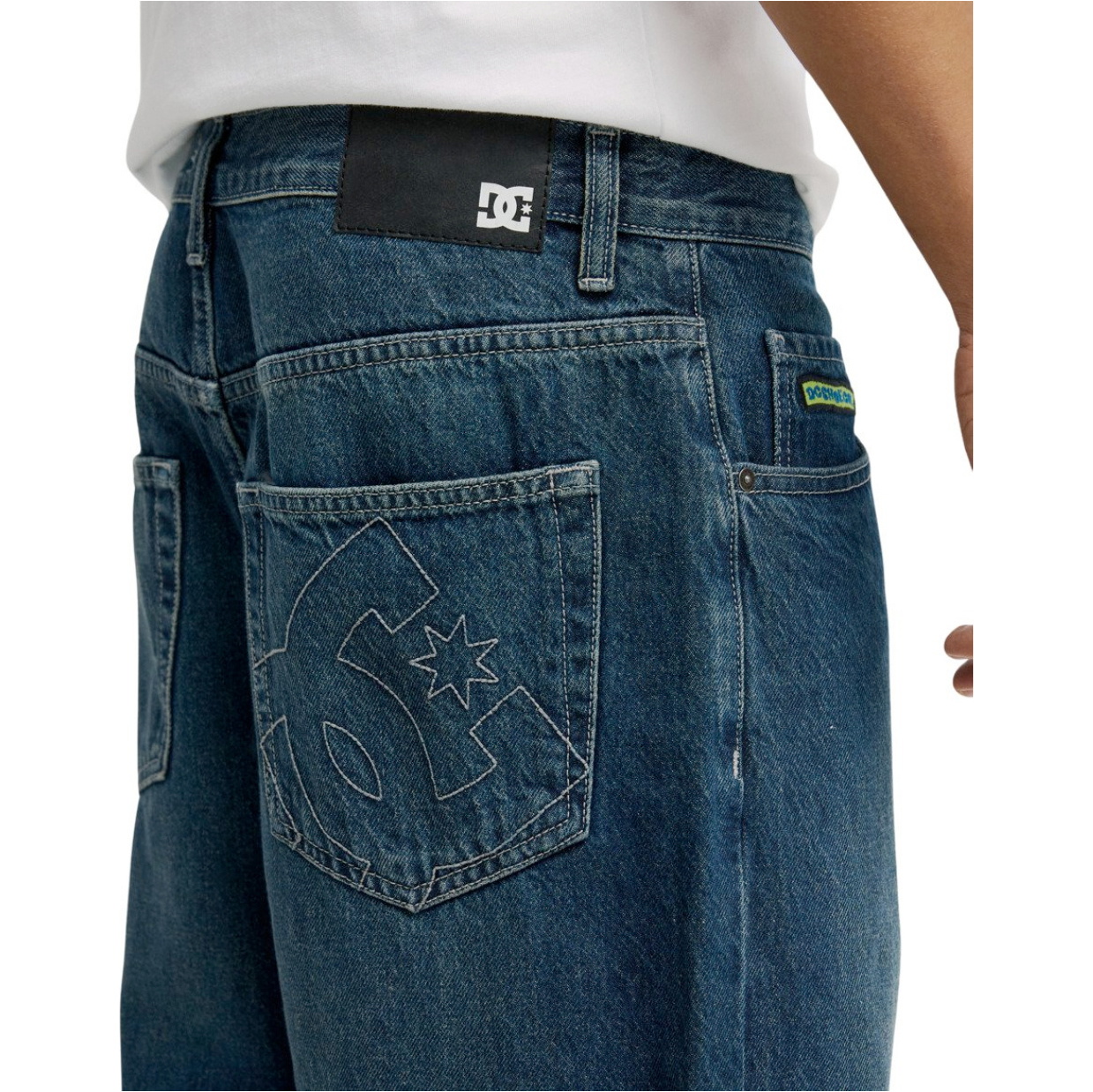 2026 DC Shoes Mens Worker Baggy Denim Double That Denim Trousers EDYDP03433 - Dark Denim